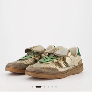 Coolway Silva Craft Gold Metallic Distressed Sneakers US Women 5 NWOB Green